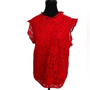 H M floral red delicate women blouse size large